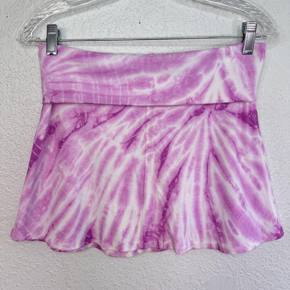 Hard Tail Y2K Skirt Womens Medium Fold Over Skater Mini Tie Dye Pink Vintage